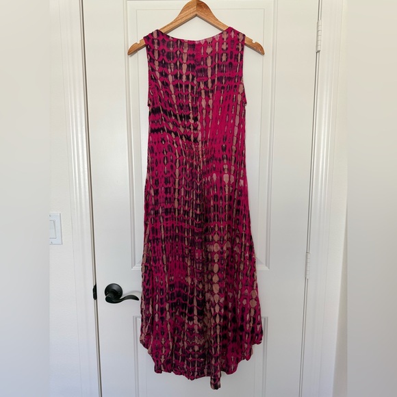 Soft Surroundings Tie Dye Maxi Dress | Pink Black Flowy Bohemian Resort Wear S - Picture 5 of 9